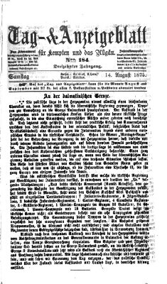 Tag- und Anzeigeblatt für Kempten und das Allgäu Samstag 14. August 1875