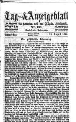 Tag- und Anzeigeblatt für Kempten und das Allgäu Donnerstag 19. August 1875