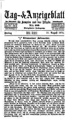 Tag- und Anzeigeblatt für Kempten und das Allgäu Freitag 20. August 1875