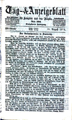 Tag- und Anzeigeblatt für Kempten und das Allgäu Mittwoch 25. August 1875