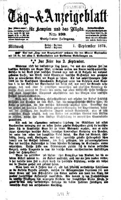 Tag- und Anzeigeblatt für Kempten und das Allgäu Mittwoch 1. September 1875