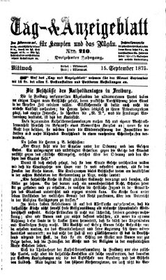 Tag- und Anzeigeblatt für Kempten und das Allgäu Mittwoch 15. September 1875