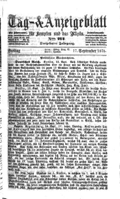 Tag- und Anzeigeblatt für Kempten und das Allgäu Freitag 17. September 1875