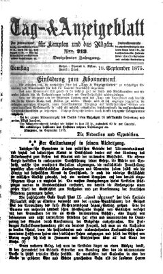 Tag- und Anzeigeblatt für Kempten und das Allgäu Samstag 18. September 1875