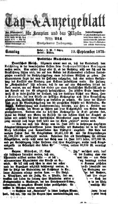 Tag- und Anzeigeblatt für Kempten und das Allgäu Sonntag 19. September 1875