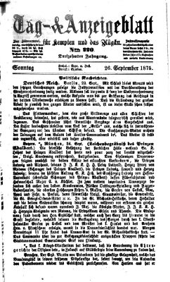 Tag- und Anzeigeblatt für Kempten und das Allgäu Sonntag 26. September 1875