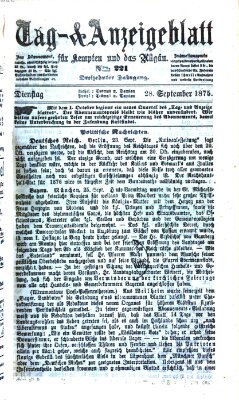 Tag- und Anzeigeblatt für Kempten und das Allgäu Dienstag 28. September 1875