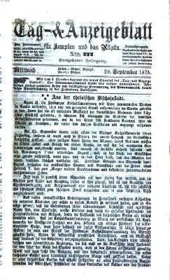 Tag- und Anzeigeblatt für Kempten und das Allgäu Mittwoch 29. September 1875