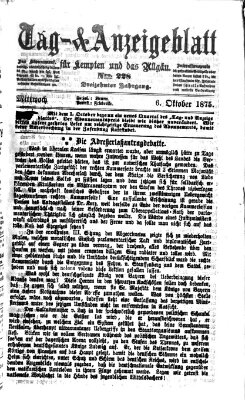 Tag- und Anzeigeblatt für Kempten und das Allgäu Mittwoch 6. Oktober 1875