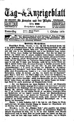 Tag- und Anzeigeblatt für Kempten und das Allgäu Donnerstag 7. Oktober 1875