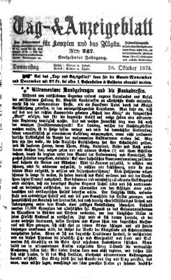 Tag- und Anzeigeblatt für Kempten und das Allgäu Donnerstag 28. Oktober 1875