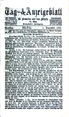 Tag- und Anzeigeblatt für Kempten und das Allgäu Samstag 4. Dezember 1875