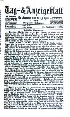 Tag- und Anzeigeblatt für Kempten und das Allgäu Donnerstag 16. Dezember 1875