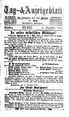 Tag- und Anzeigeblatt für Kempten und das Allgäu Samstag 18. Dezember 1875