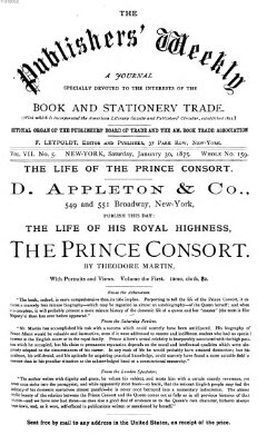 Publishers' weekly Samstag 30. Januar 1875