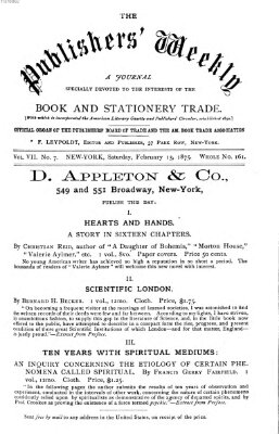 Publishers' weekly Samstag 13. Februar 1875