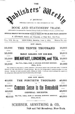 Publishers' weekly Samstag 5. Juni 1875