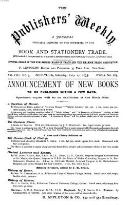 Publishers' weekly Samstag 17. Juli 1875