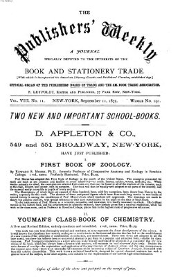 Publishers' weekly Samstag 11. September 1875