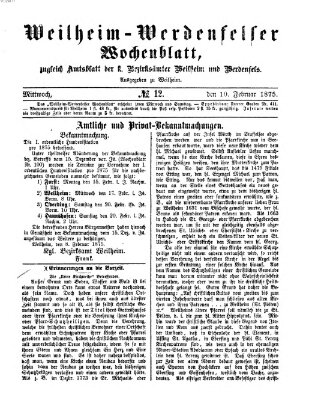 Weilheim-Werdenfelser Wochenblatt Mittwoch 10. Februar 1875