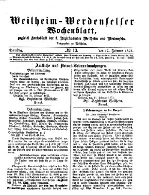 Weilheim-Werdenfelser Wochenblatt Samstag 13. Februar 1875