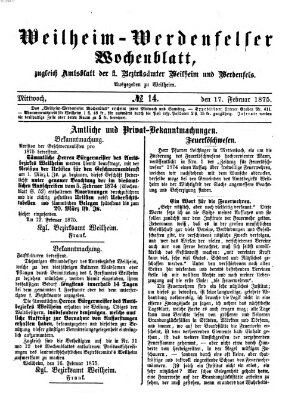 Weilheim-Werdenfelser Wochenblatt Mittwoch 17. Februar 1875