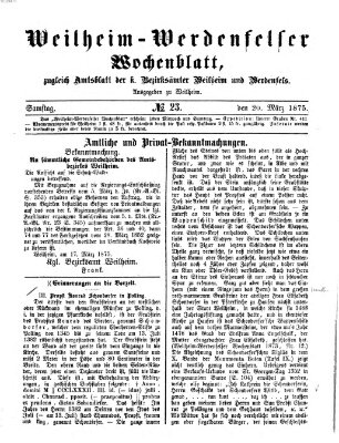 Weilheim-Werdenfelser Wochenblatt Samstag 20. März 1875