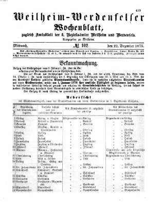 Weilheim-Werdenfelser Wochenblatt Mittwoch 22. Dezember 1875