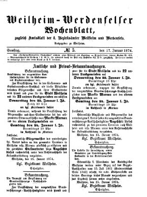 Weilheim-Werdenfelser Wochenblatt Samstag 17. Januar 1874