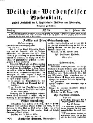 Weilheim-Werdenfelser Wochenblatt Mittwoch 21. Januar 1874