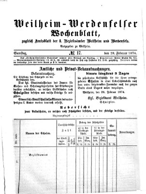 Weilheim-Werdenfelser Wochenblatt Mittwoch 28. Januar 1874