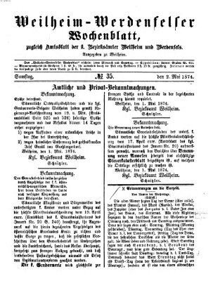 Weilheim-Werdenfelser Wochenblatt Samstag 2. Mai 1874