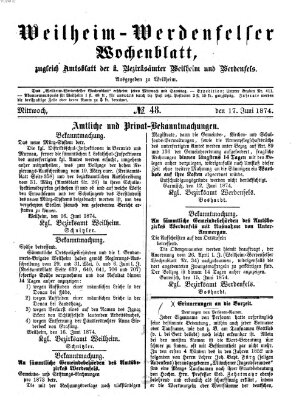 Weilheim-Werdenfelser Wochenblatt Mittwoch 17. Juni 1874