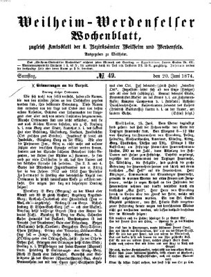 Weilheim-Werdenfelser Wochenblatt Samstag 20. Juni 1874