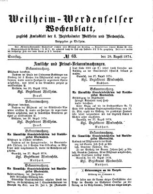 Weilheim-Werdenfelser Wochenblatt Samstag 29. August 1874