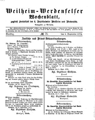 Weilheim-Werdenfelser Wochenblatt Samstag 5. September 1874