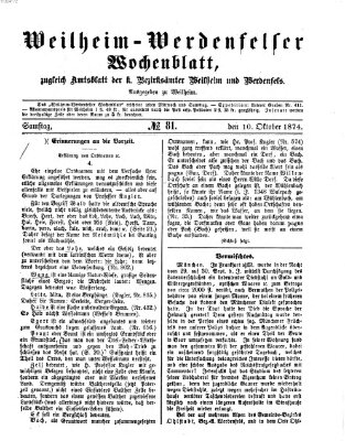 Weilheim-Werdenfelser Wochenblatt Samstag 10. Oktober 1874