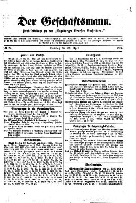 Der Geschäftsmann (Augsburger neueste Nachrichten) Sonntag 23. April 1876