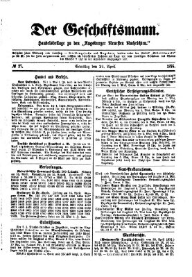 Der Geschäftsmann (Augsburger neueste Nachrichten) Samstag 29. April 1876