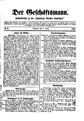 Der Geschäftsmann (Augsburger neueste Nachrichten) Sonntag 4. Juni 1876