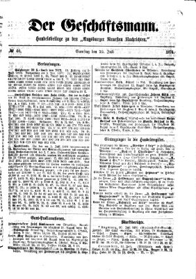 Der Geschäftsmann (Augsburger neueste Nachrichten) Samstag 22. Juli 1876