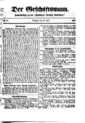 Der Geschäftsmann (Augsburger neueste Nachrichten) Samstag 29. Juli 1876