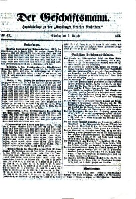 Der Geschäftsmann (Augsburger neueste Nachrichten) Samstag 5. August 1876