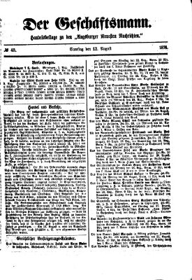 Der Geschäftsmann (Augsburger neueste Nachrichten) Samstag 12. August 1876