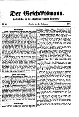 Der Geschäftsmann (Augsburger neueste Nachrichten) Samstag 2. September 1876