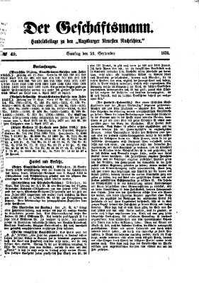 Der Geschäftsmann (Augsburger neueste Nachrichten) Samstag 23. September 1876