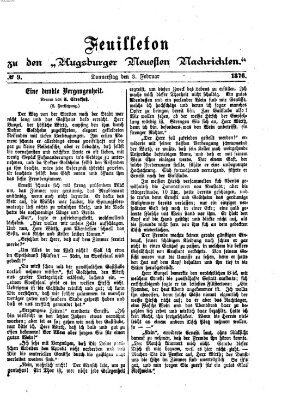 Augsburger neueste Nachrichten. Feuilleton zu den Augsburger neuesten Nachrichten (Augsburger neueste Nachrichten) Donnerstag 3. Februar 1876