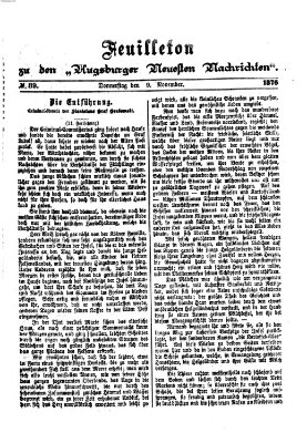 Augsburger neueste Nachrichten. Feuilleton zu den Augsburger neuesten Nachrichten (Augsburger neueste Nachrichten) Donnerstag 9. November 1876