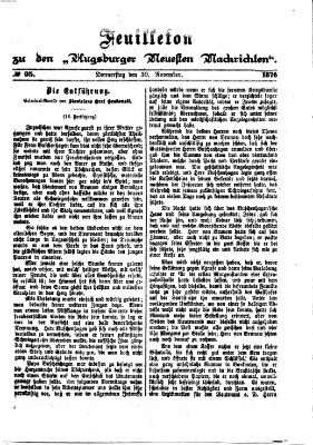 Augsburger neueste Nachrichten. Feuilleton zu den Augsburger neuesten Nachrichten (Augsburger neueste Nachrichten) Donnerstag 30. November 1876