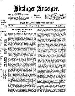 Kitzinger Anzeiger Donnerstag 3. Juli 1873